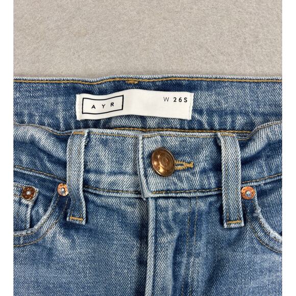 AYR 26S Women's The Sugar High Rise Straight Leg raw hem Jeans USA Made - Picture 4 of 7